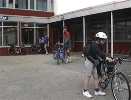 Preparing to leave Montana youth hostel, Bergen